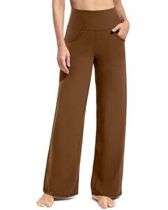 lot 29708 image: Promover Yoga Pants Women Wide Leg Sweatpants High Waist Dress Pants with Pockets for Casual Lounge Palazzo(Dark Coffee,XS,30)