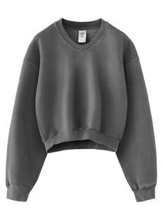 lot 29728 image: Hatant Sweatshirt for Women Acid Wash Athletic Hoodies Heritage Fleece V neck Long Sleeve Hoodie Y2K Crop Pullover Women Sweatshirt Cotton Fleece Lined Hoodies Workout Pullover Shirt Darkgray M