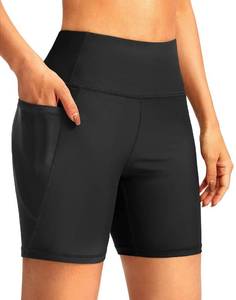 lot 29731 image: G Gradual Womens 6 High Waisted Swim Board Shorts Tummy Control Quick Dry Bathing Bottoms for Women with Panty Pockets(Black,XXL)