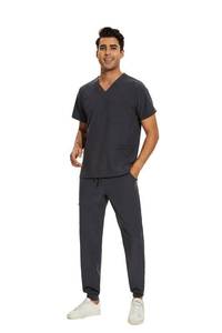lot 29736 image: COZYFIT Men Scrubs Set � Stretch V Neck Scrub Top & Jogger Pant with 8 Pockets, Yoga Waistband, Anti Wrinkle Scrubs for Men XX Large