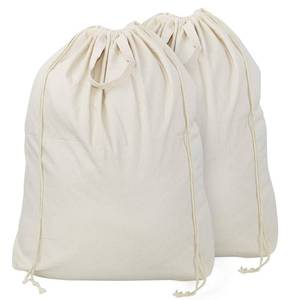 lot 29740 image: 2 Pcs Canvas Laundry Bags with Carrying Handles & Drawstring Closure, Machine washable Laundry Basket Hamper Liner Replacement Bags