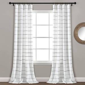 lot 29741 image: Lush Decor Ombre Stripe Yarn Dyed Cotton Window Curtain Panel Set   Colorful Tufted Yarn Stripe Detail   2 Window Panels   40 W x 84 L, Gray