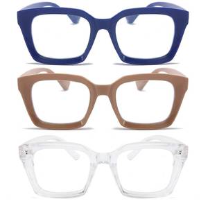 lot 29767 image: DXYXYO Reading Glasses 2.0 Women Blue Light Blocking Mens Oversized Rectangle Computer Readers 3 Pack Retro Fashion Oprah Style Square