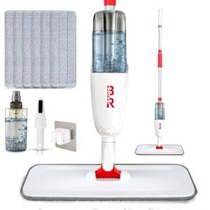 lot 29770 image: Hardwood Floor Mop Microfiber Spray Mop for Home Kitchen Commercial Use Hardwood Laminate Tiles Floors Wet Dry Cleaning Mop with 6 Washable Reusable Pads a 500ML Bottle 1 Scraper 1 Mop Holder