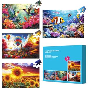 lot 29772 image: 4 Packs Large Piece Puzzle for Seniors   Dementia 36 Pieces Puzzles for Elderly Adults,Alzheimer�s Puzzles Memory Cognitive Games for Elderly Seniors with 4 Storage Bags