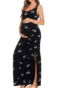 lot 29775 image: Smallshow Womens Split Long Maternity Dress Sleeveness Ruched Pregnancy Clothes Medium SVP121