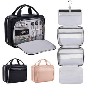 lot 29781 image: OlarHike Travel Toiletry Hanging Bag Waterproof Bags, Makeup, Toiletries, jewelry, Travel Essentials 3 in 1 Packing Organizers, Travel Sized Container, Medium Capacity for Men women (Black)