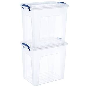 lot 29956 image: Superio Storage Bins with Lids, Clear Plastic Containers for Organizing, Stackable Totes, BPA Free, Odor Free, Organizer Boxes for Home, and Dorm (2 Pack, 12 Qt)