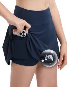 lot 29959 image: FitsT4 Sports Girls Athletic Tennis Skort Cool Feeling Skirts with Adjustable Waist Pockets UPF50 Golf Cheer Running School Performance Navy XS