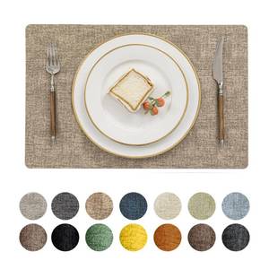 lot 29973 image: Romanstile Vinyl Placemats Set of 8 12 X 18 Inch   Heat Resistant Place Mats 100% Waterproof Oilproof Wipeable Reversible Faux Leather Table Mats for KitchenDiningPartyOutdoor, Khaki