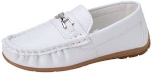 lot 29987 image: Josmo Boys� Shoes � Casual Leatherette Moccasin Driving Loafers (Size 5T 5 Big Kid), Size 3 Big Kid, White