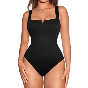 lot 29996 image: FeelinGirl Womens Bodysuit Black Tank Top Square Neck Sleeveless Slimming Bodysuits Basic Jumpsuits Going Out Tops Black M