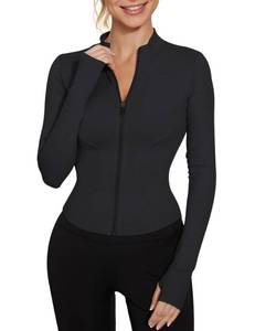 lot 30008 image: LUYAA Workout Jacket for Women Zip Up Athletic Jackets Slim Fit Yoga Tops Black M