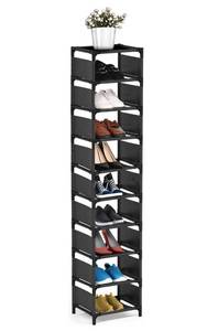 lot 30034 image: Vertical Narrow Tall Shoe Rack for front Door Entrance,10 Tiers Sturdy Metal Shoe Rack Organizer for Closet Entryway, 10 15 Pairs of Shoes and Boots Storage Shelf, Space Saving Stackable Shoe Rack