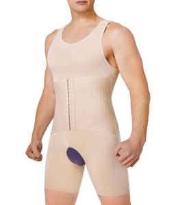 lot 30041 image: IFKODEI Men Body Shaper Compression Bodysuit Shapewear Tummy Control Underwear Slim Waist Belly Shirt Fajas Para Hombres (Beige, MediumLarge)