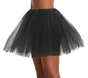 lot 30049 image: Womens, Teen, Adult Classic Elastic 3, 4, 5 Layered Tulle Tutu Skirt (One Size, 3Layer Black)