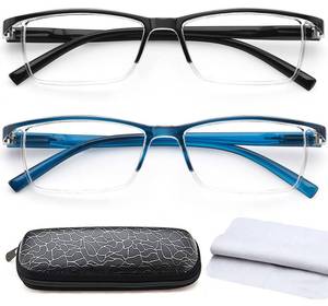 lot 30063 image: AJYADO Reading Glasses 3.5 Magnifying Computer Readers Glasses Women Men Blue Light Blocking Eyeglasses Black & Blue
