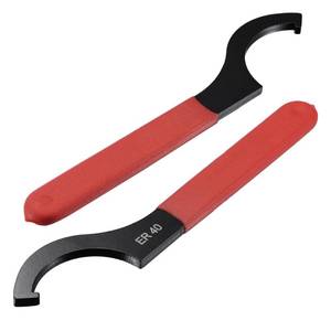 lot 30077 image: uxcell C Hook Spanner Wrench for Lathe Clamping ER40 Collet Chuck Nut with Red Non slip Handle 2pcs