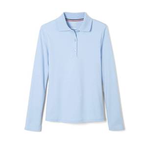 lot 30113 image: French Toast Girls Size Uniform Long Sleeve Polo with Picot Collar (Standard & Plus), Light Blue, 1416 Plus