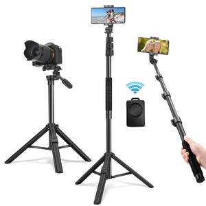 lot 30116 image: QZSD 64 Phone Selfie Stick Tripod   Extendable 3 in 1 Aluminum Cell Phone Tripod Stand with Wireless Remote, Lightweight Phone Holder, Portable Travel Tripod for Phone Camera