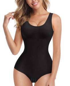 lot 30121 image: Nebility Women Waist Trainer Bodysuit Slim Full Body Shapewear Seamless Round Neck Jumpsuits Tummy Control Tops (ML, Black)