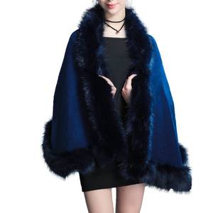 lot 30122 image: Caracilia Women Bridal Faux Fur Shawl Wraps Cloak Coat Sweater Navy Blue