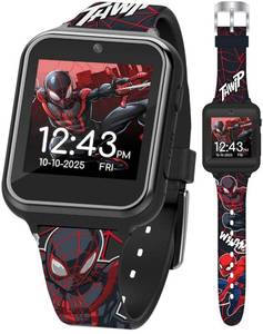 lot 30127 image: Accutime Kids Marvel Spider Man Miles Morales Black Educational Touchscreen Smart Watch Toy for Boys, Girls, Toddlers   Selfie Cam, Learning Games, Alarm, Pedometer & More (Model SPD4664AZ)