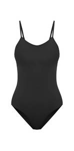 lot 30128 image: speerise Retro Criss Cross Back One Piece Swimsuit Backless Athletic Bathing Suit, Adjustable Thin Strap Swimwear for Teen Girls,BlackM