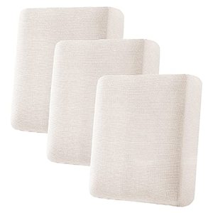 lot 30131 image: H.VERSAILTEX Super Stretch Individual Seat Cushion Covers Sofa Covers Couch Cushion Covers Slipcover Sets Thick Jacquard Textured Twill Fabric (3 Piece Sofa Cushion Covers, Ivory)