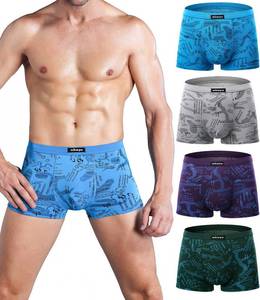 lot 30139 image: wirarpa Mens Underwear 4 Pack Stretch Modal Microfiber Trunks Soft Waistband Short Leg, X Large 1401 4p print Design
