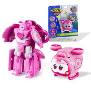 lot 30140 image: Super Wings 2 in 1 Transformer Toys, 2.6 Dizzy Pet Mode & 4.3 Mecha Mode, Rescue Bots Transforming Mecha Robot Toys, Educational Toys for Boys and Girls Age 3, Gifts for Preschool Kids, Pink
