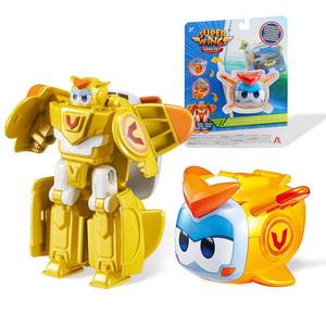 lot 30142 image: Super Wings 2 in 1 Transformer Toys, 2.4 Golden Boy Pet Mode & 4.3 Mecha Mode, Rescue Bots Transforming Mecha Robot Toys, Educational Toys for Boys and Girls Age 3, Gifts for Preschool Kids, Gold