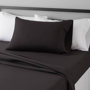 lot 30154 image: Amazon Basics Lightweight Super Soft Easy Care Microfiber 3 Piece Bed Sheet Set with 14 Inch Deep Pockets, Twin XL, Black, Solid