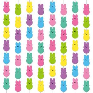 lot 30170 image: 8 Packs Easter Bunny Garland Kit Happy Easter Party Decorations Easter Rabbit Banner Peeps Bunny Paper Cutouts Party Streamers Strings Hanging Swirl for Easter Spring Birthday Parties Supplies Favor