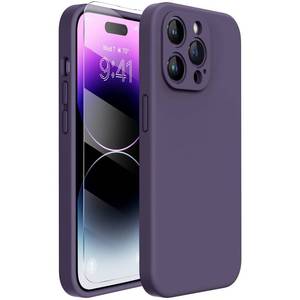 lot 30171 image: Miracase Designed for iPhone 14 Pro Max Phone Case with Screen Protector,Upgraded Enhanced Camera Protection,Shockproof Liquid Silicone Case with Microfiber Lining,6.7 inch(Dark Purple)