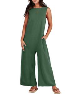 lot 30175 image: ANRABESS Womens Summer Jumpsuit Casual Sleeveless Wide Leg Long Pants Rompers Dressy Jumper with Pockets 2024 Fashion Large