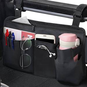 lot 30180 image: Upgrade Wheelchair Side Bag with Cup Holder, Armrest Accessories for Wheelchair, Rollator, Walker, The Perfectly Organized to Free Your Hands and Bring You A Wonderful Life Experience (Black)