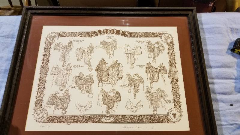 lot 3948 image: 1870 to 1920 Saddle Print Singed By Artist Alain Eon 57 of 650 32 x 39
