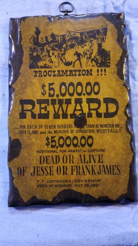 lot 3950 image: Repop Frank & Jessie James Poster on Wood