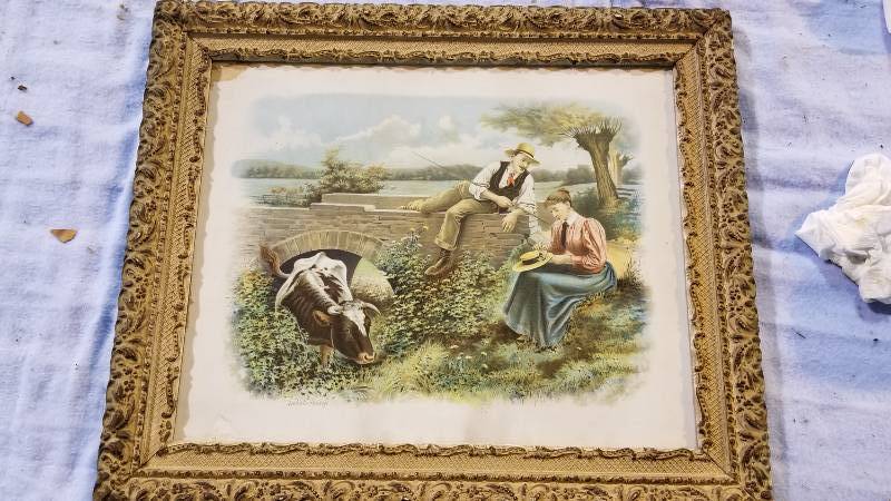 lot 3976 image: French Country By Debat Ponson With WoodFrame 21 x 25