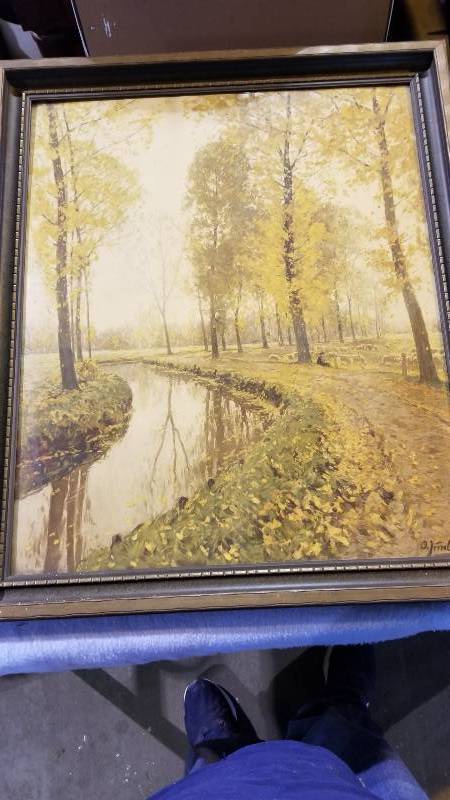 lot 3985 image: Autum With Sheep Print By Artist O Jernberg 26 x 31