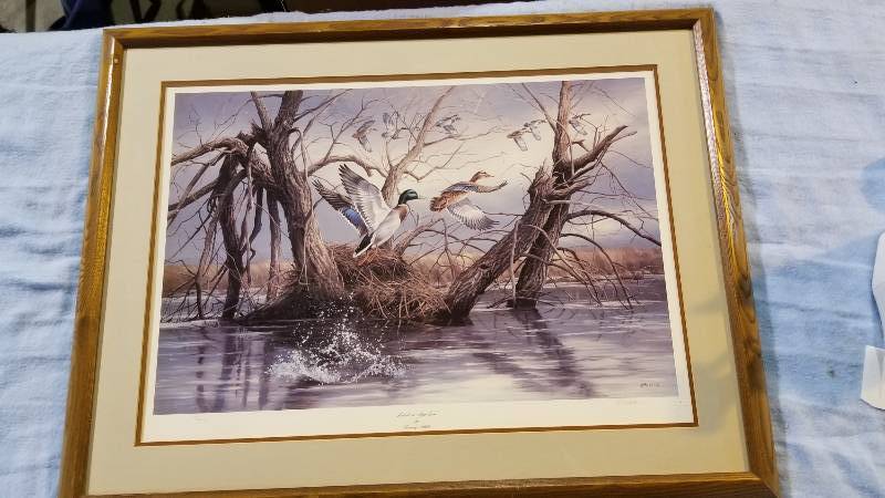 lot 3986 image: Mallard at Meyer Lake By Artist Rosemary Millette Signed Print 706 of 2000 28 x 37