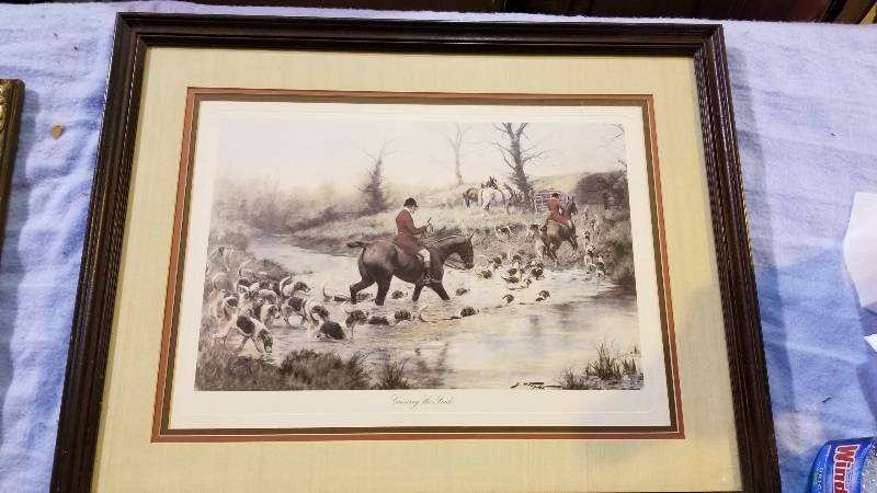 lot 4002 image: Crossing the Ford Lithograph By Artist G. Wright 23 x 30