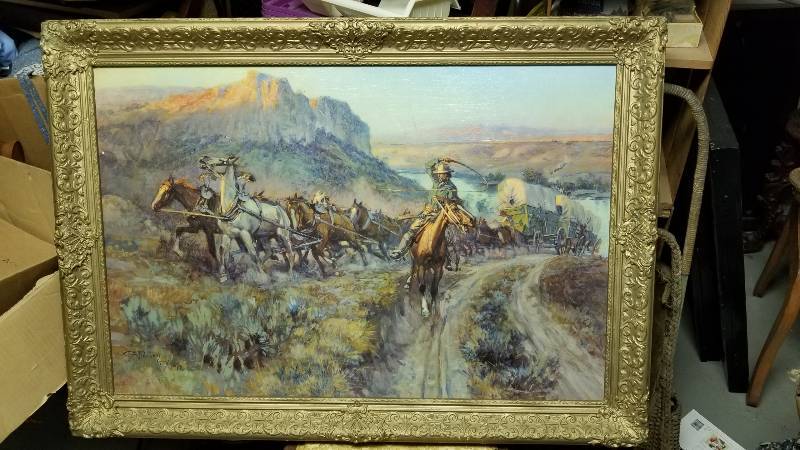 lot 4007 image: Cowboy Art By Artist C. M. Russell 1912&nbsp Painting 29 x 42