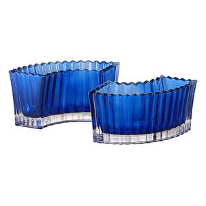 lot 21739 image: MCMCNCUIU Crystal Vases for Centerpieces, Flower Vases for Wedding Centerpieces, Blue Glass Vases for Flowers, Small Glass Vases, Decorative Vases for Living Room, Dining Table, Office, Set of 2
