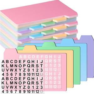 lot 21765 image: Harloon 52 Pcs Dry Erase Index Card Guide Set Include 50 Index Card Dividers 2 Number Alphabet Sticker Index Card Dividers with Tabs Photo Dividers for Office Business(3 x 5 Inch,Candy)