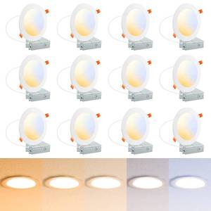 lot 21772 image: TDLOL 12 Pack Recessed Lighting 6 Inch with Junction Box, 12W 120W Eqv Recessed Lighting, LED Ceiling Light, Dimmable Can Lights, 5000K Daylight White 1050LM High Brightness Recessed Lights - ETL - Retail $79.99