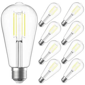 lot 21778 image: SHINESTAR 8-Pack E26 LED Bulb 60 Watt, 4000K Bright White, Dimmable Edison Light Bulbs, ST58 Vintage Filament Type