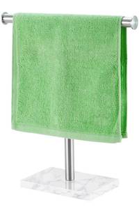 lot 21779 image: Hand Towel Holder, Stainless Steel Hand Towel Rack Stand with Stable Marble Base, T-Shape Free Standing Towel Rack for Bathroom Countertop, Nickel