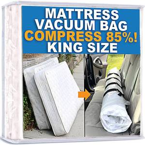 lot 21783 image: Mattress Vacuum Bag For Moving, Vacuum Seal Mattress Bag for Memory Foam or Inner Spring Mattresses, Compression and Storage for Returns, Leakproof Valve and Double Zip Seal (King)